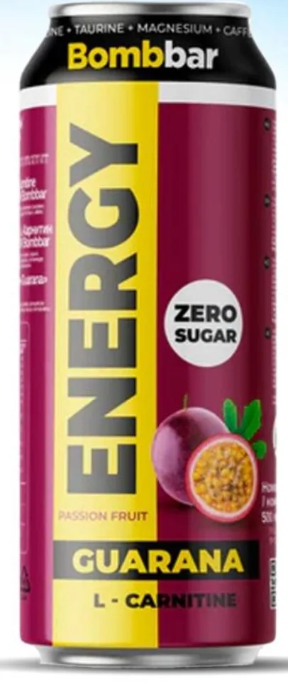 משקה אנרגיה GUARANA בתוספת L-CARNITINE קפאין ומגנזיום ללא סוכר בטעם פסיפלורה