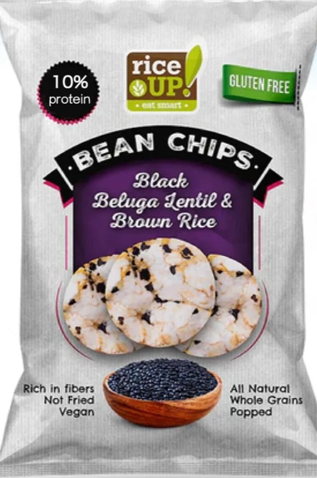 פרכיות קריספיות במיוחד אורז חום ועדשים שחורות