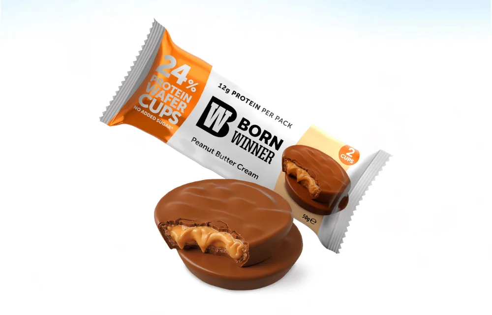 חטיף חלבון וואפל במילוי קרם חמאת בוטנים