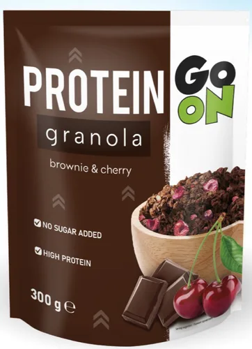 גרנולה עשירה בחלבון בטעם בראוניז בתוספת דובדבנים ללא סוכר