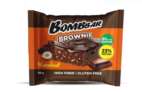 בראוניז חלבון ללא גלוטן וללא סוכר בטעם שוקולד ואגוזי לוז