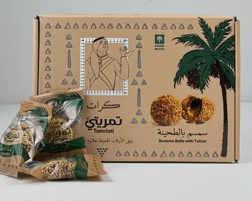 כדורי תמרים ממולאים בטחינה מצופים בשומשום كرتون كرات تمر فاخره محشيه طحينيه ومغطيه بالسمسم